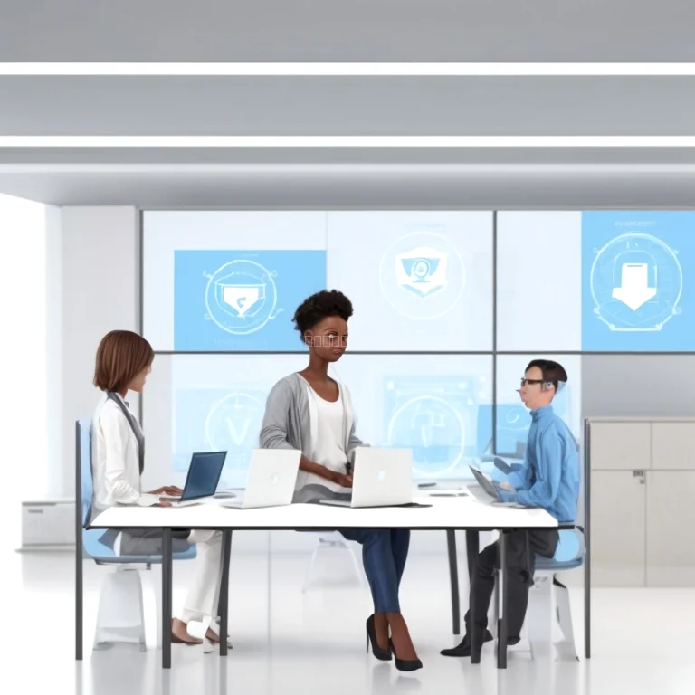 Learners collaborating in a cybersecurity lab